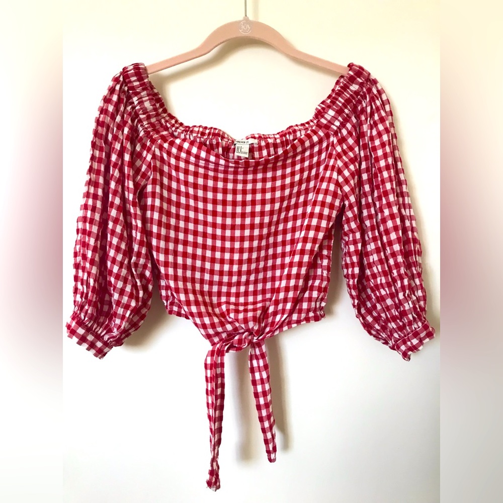 Forever 21 Red Gingham Check Crop Top cowgirl type